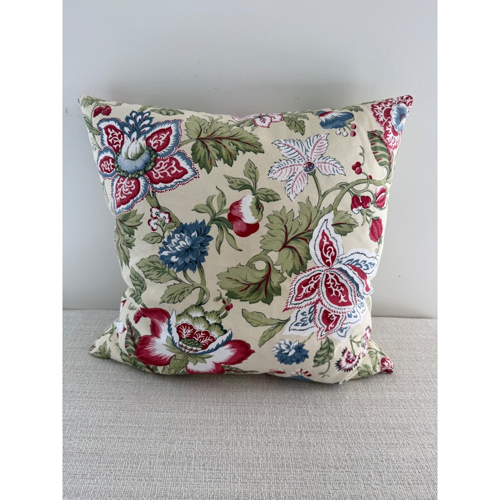 Throw Pillow Floral Garden Down Insert Double Sided Zipper Closure‎ Cottage